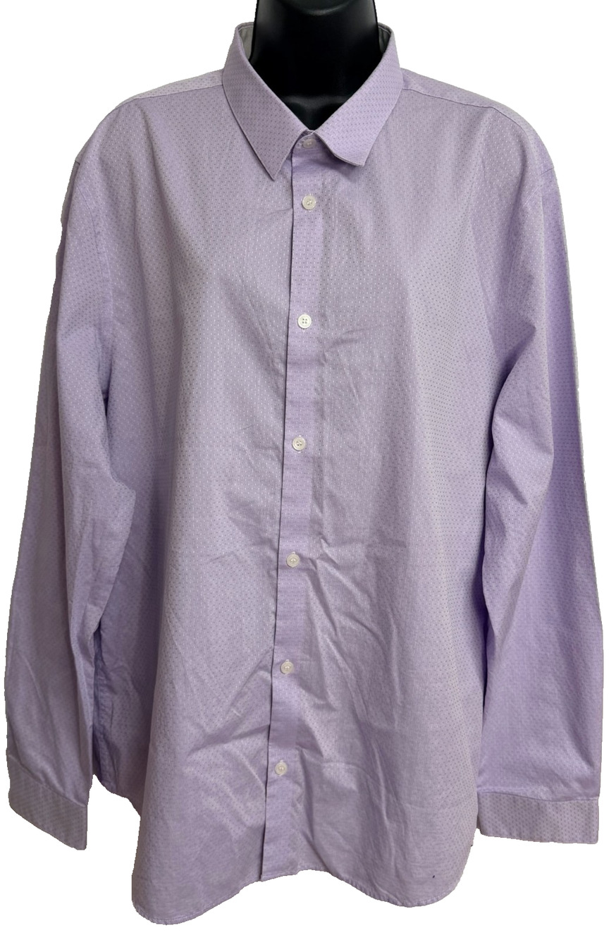 Calvin Klein Infinite Cool Non Iron Shirt Men's XL Lavender Micro Dot Classic